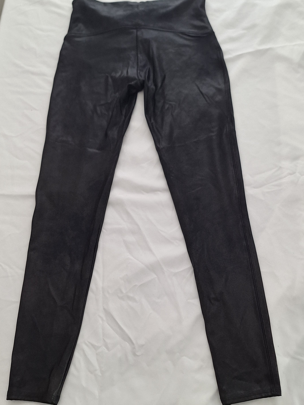 SPANX High-Waisted Firm Shapewear Faux Leather Leggings Black Solid Women XL